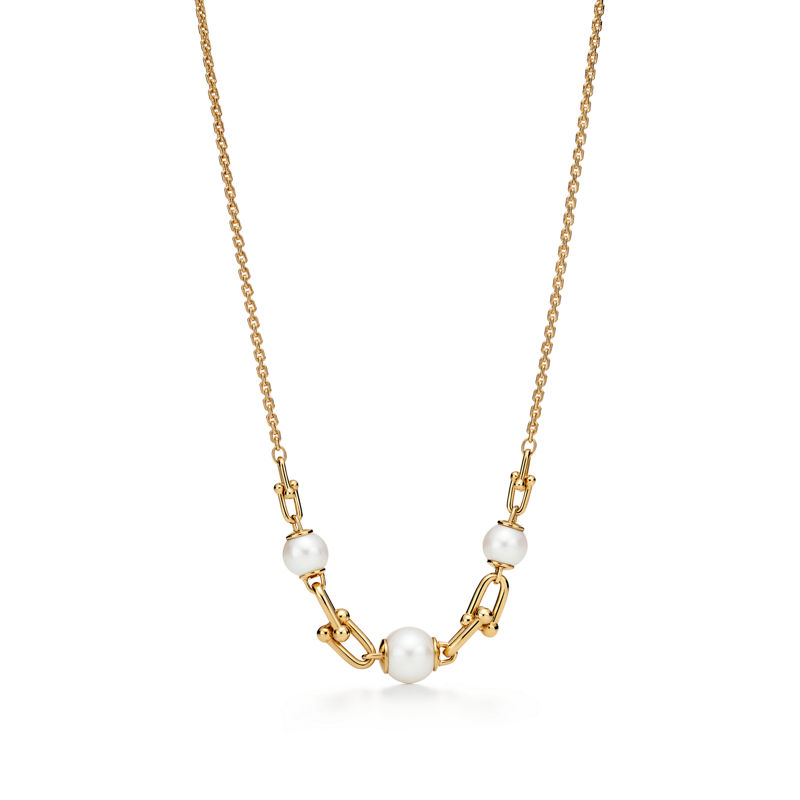 Tiffany & Co. Tiffany HardWear Collar de eslabones en oro amarillo con perlas de agua dulce Rebajas de fin de temporada