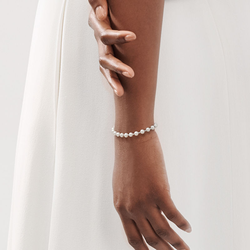 Tiffany & Co. Tiffany HardWear Pulsera de perla en plata 5-6 mm Precio ultrabajo