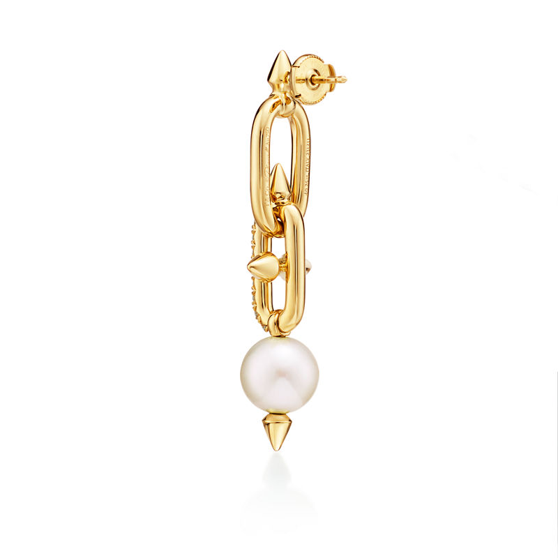 Tiffany & Co. Tiffany Titan by Pharrell Williams Pendientes de perlas de oro amarillo con diamantes Ofertas