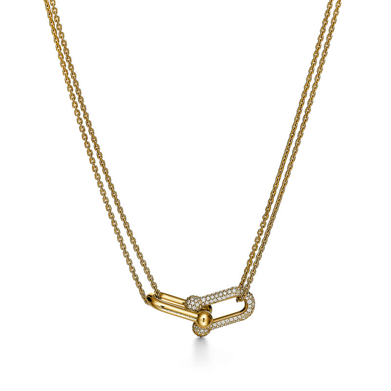 Tiffany & Co. Tiffany HardWear Colgante de eslabones dobles grandes de oro amarillo con diamantes en pavé Rebajas de fábrica