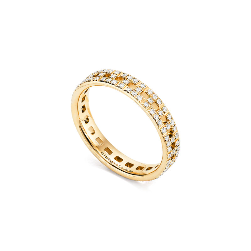 Tiffany & Co. Tiffany T Anillo estrecho True de oro con diamantes en pavé Última moda