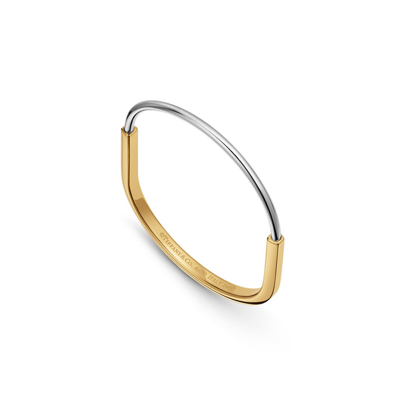 Tiffany & Co. Tiffany Lock Brazalete estrecho de oro amarillo y blanco Limitado a 3 días