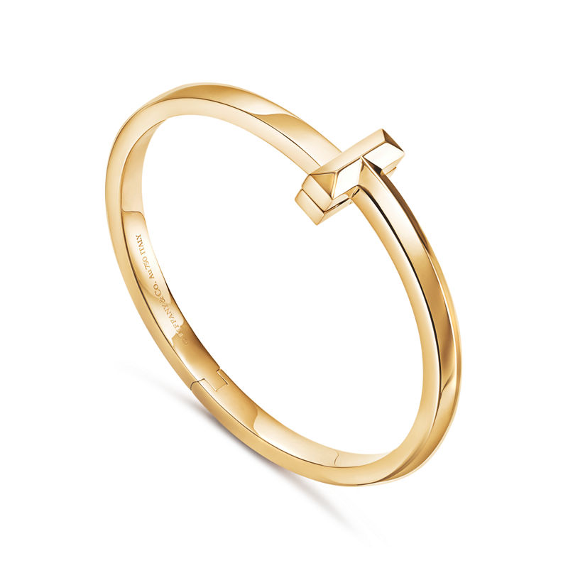 Tiffany & Co. Tiffany T T1 Brazalete articulado ancho de oro amarillo Descuento por venta flash