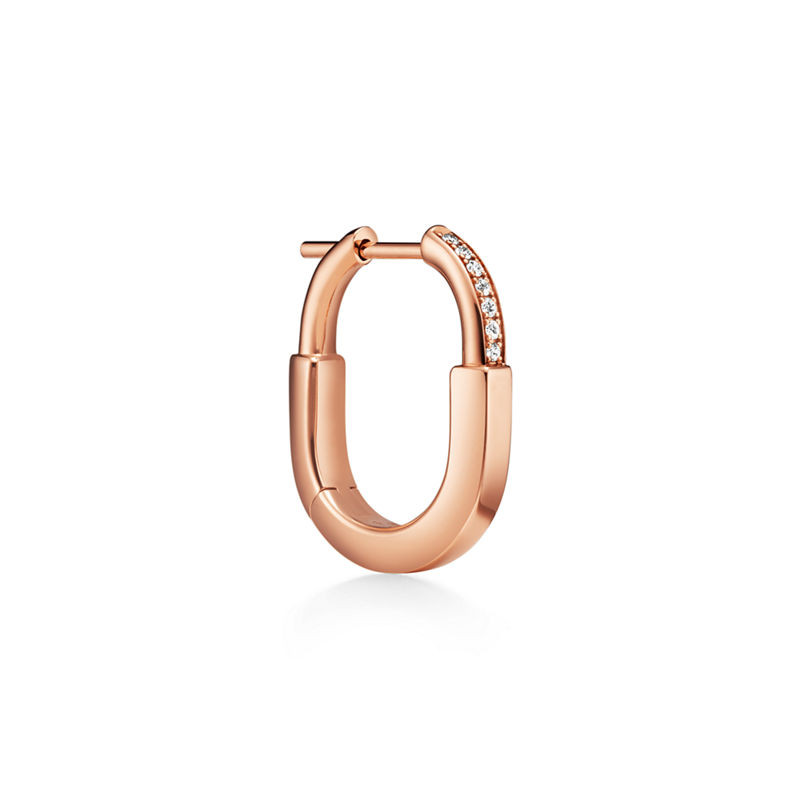 Tiffany & Co. Tiffany Lock Pendientes pequeños de oro rosa con diamantes En línea