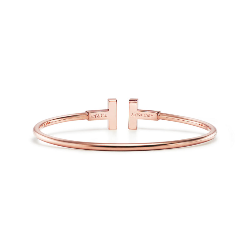 Tiffany & Co. Tiffany T Pulsera Wire de oro rosa con nácar Venta caliente