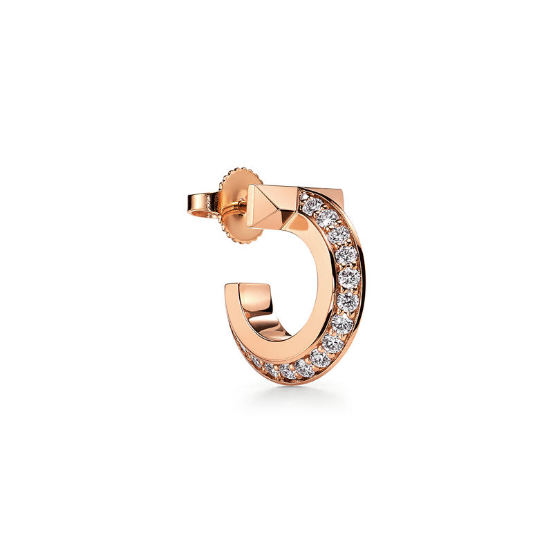 Tiffany & Co. Tiffany T Pendientes de aro T1 de oro rosa con diamantes En oferta