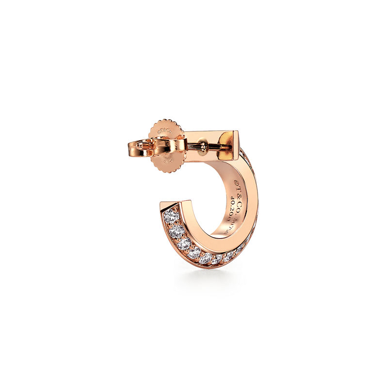 Tiffany & Co. Tiffany T Pendientes de aro T1 de oro rosa con diamantes En oferta