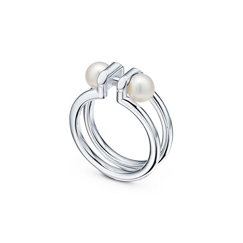 Tiffany & Co. Tiffany HardWear Anillo doble de perlas de plata de ley de plata de ley Mejor oferta