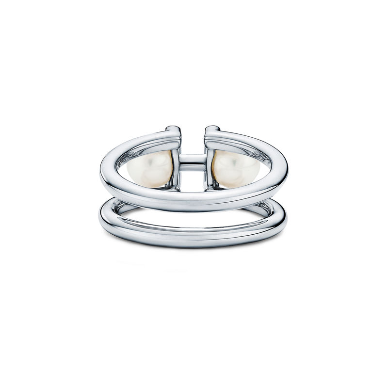 Tiffany & Co. Tiffany HardWear Anillo doble de perlas de plata de ley de plata de ley Mejor oferta