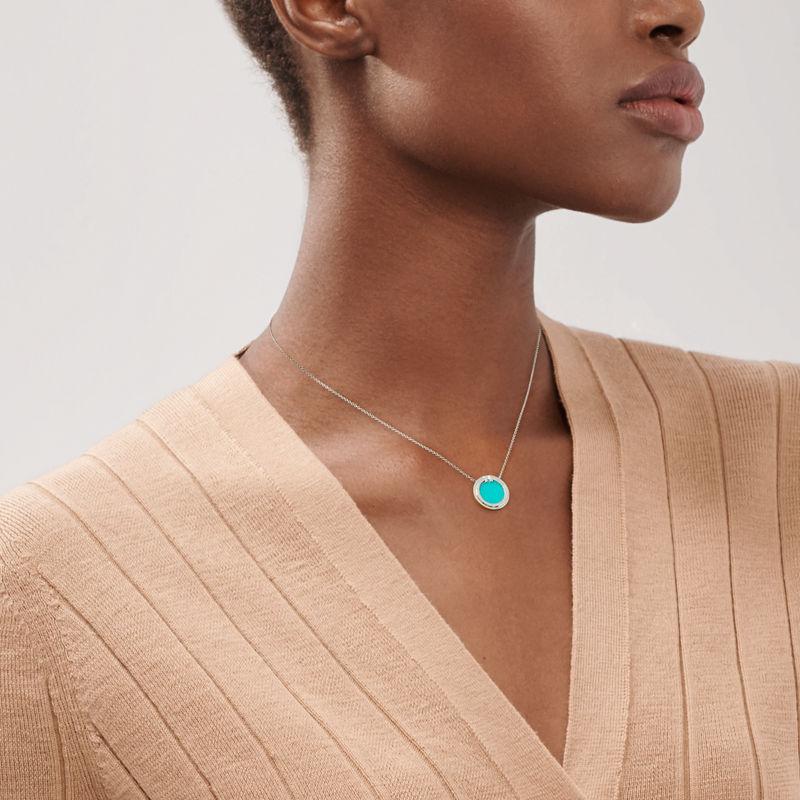Tiffany & Co. Tiffany T Colgante circular de diamantes y turquesa de oro blanco Limitado a 3 días