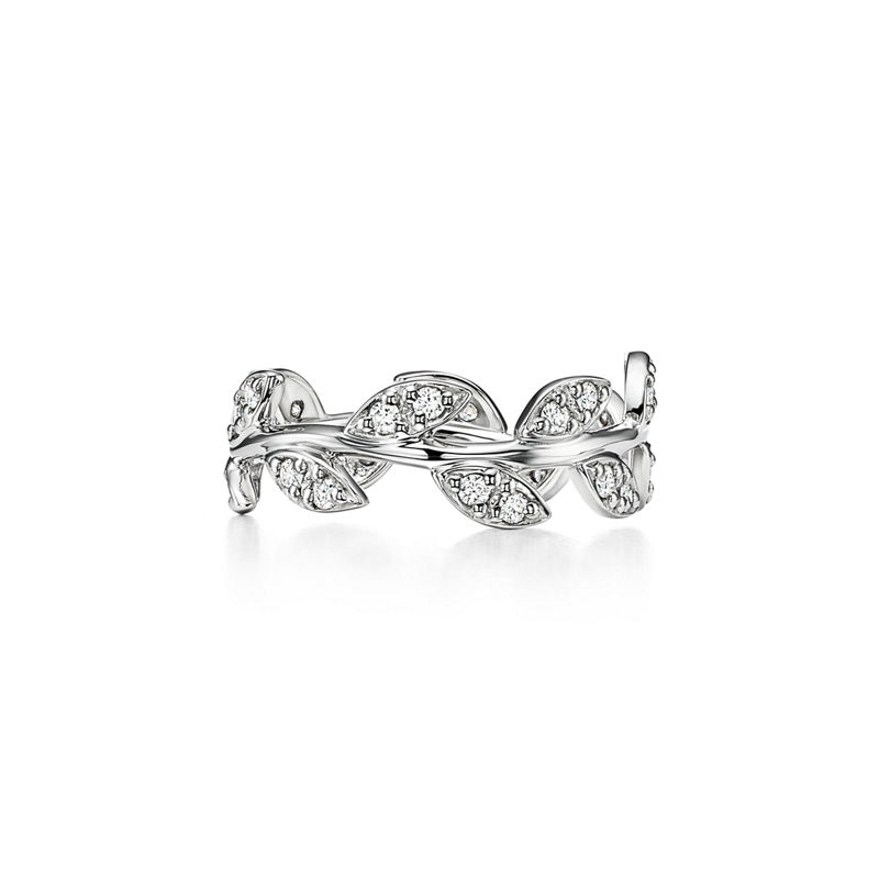 Tiffany & Co. Paloma Picasso® Anillo Olive Leaf en oro blanco con diamantes tamaño estrecho Precios de Black Friday