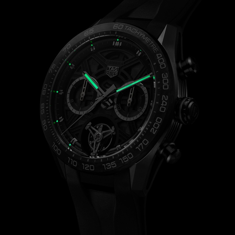 TAG Heuer TAG Heuer Carrera Chronograph Tourbillon Extreme Sport Automático 44 mm Titanio con revestimiento DLC CBU5080.FT6272 Rebajas online