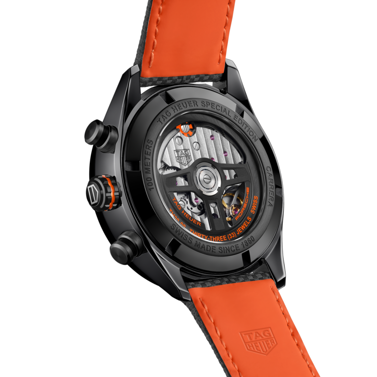 TAG Heuer TAG Heuer Carrera Chronograph x Porsche Orange Racing Automático 44 mm Acero con revestimiento de DLC CBN2A1M.FC6526 Último día
