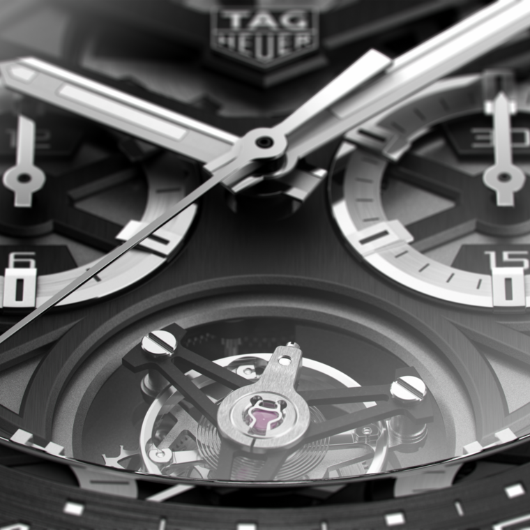 TAG Heuer TAG Heuer Carrera Chronograph Tourbillon Automático 45 mm Titanio con revestimiento de PVD CAR5A8Y.FC6377 Grandes descuentos