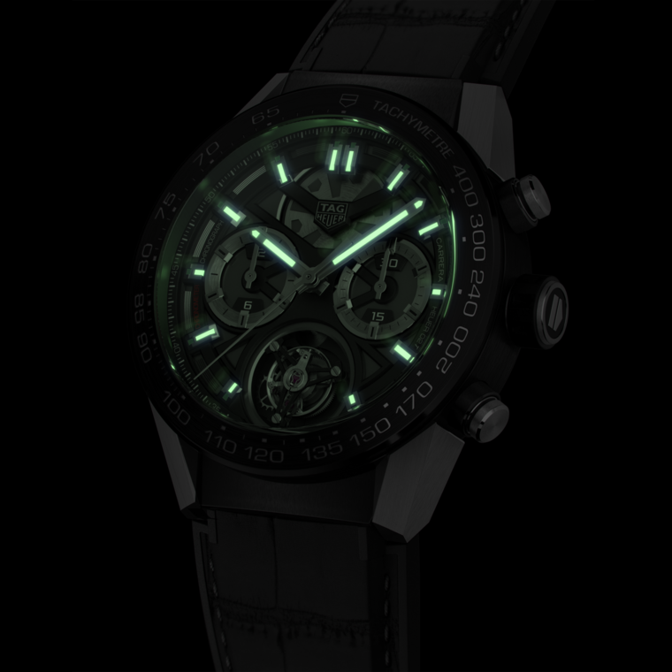 TAG Heuer TAG Heuer Carrera Chronograph Tourbillon Automático 45 mm Titanio con revestimiento de PVD CAR5A8Y.FC6377 Grandes descuentos