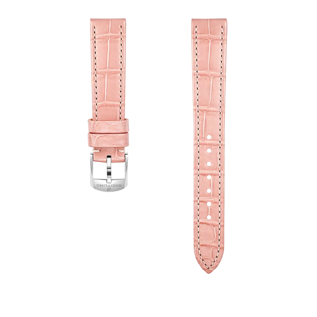 Breitling Correa de piel de cocodrilo rosa - 16 MM