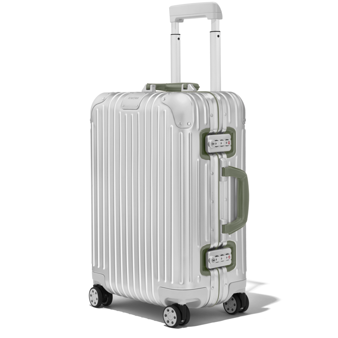 Rimowa Maleta Original Cabin Twist color plata y verde Olive Últimos 3 días