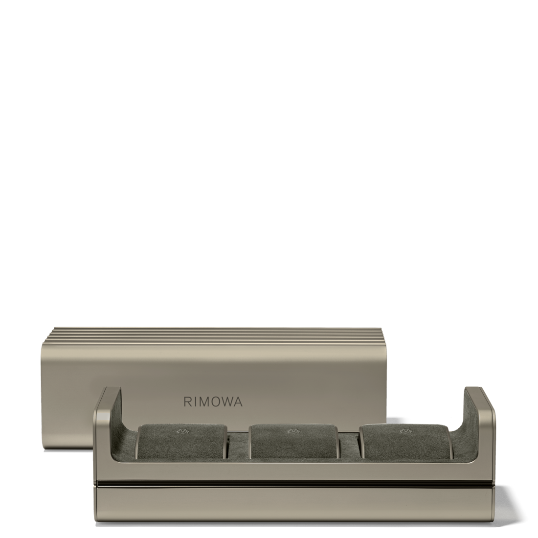 Rimowa Caja de reloj de aluminio en Titanio para 3 relojes Liquidación