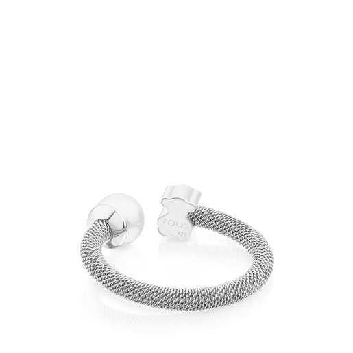 Tous Anillo de plata y perla cultivada motivo oso Icon Mesh Limitado a 3 días