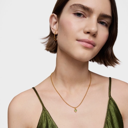 Tous Colgante pequeño con baño de oro 18 kt sobre plata y peridoto Medallions Gran oferta