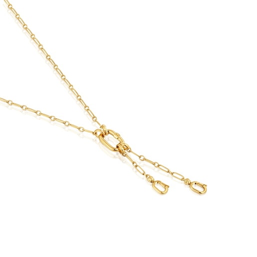 Tous Collar corto con baño de oro 18 kt sobre plata con doble detalle colgante y anilla Hold Oval Tienda