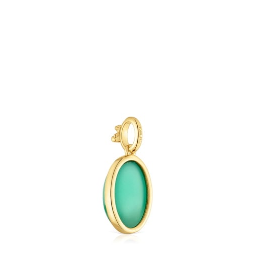 Tous Colgante pequeño con baño de oro 18 kt sobre plata y calcedonia verde Medallions Rebajas online