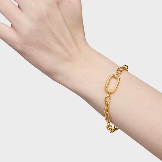 Tous Pulsera cadena con baño de oro 18 kt sobre plata y anilla Hold Oval ÚLTIMAS EDICIONES