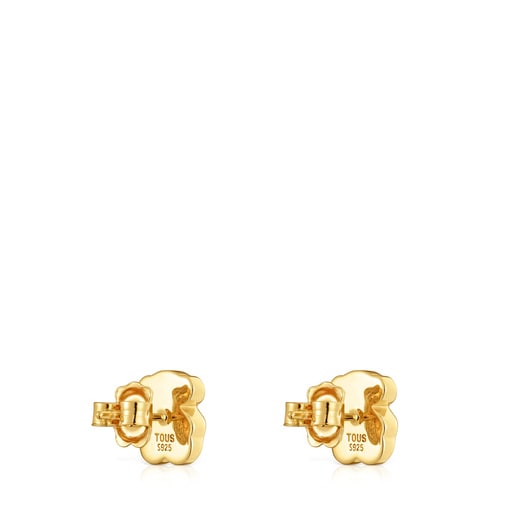 Tous Pendientes oso con baño de oro 18 kt sobre plata y ónix 10 mm Icon Color Grandes descuentos