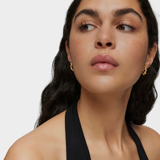Tous Pendientes de aro con baño de oro 18 kt sobre plata 12 mm Bold Bear Rebajas de fin de temporada