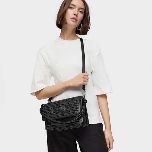Tous Bandolera mediana negro Audree Rafia Rebajas