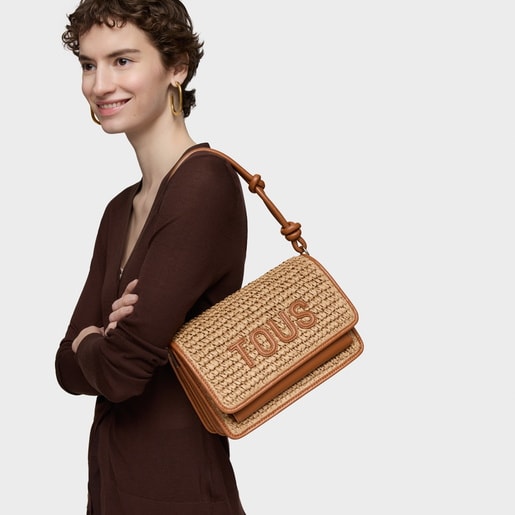 Tous Bandolera mediana camel Audree Rafia Ofertas
