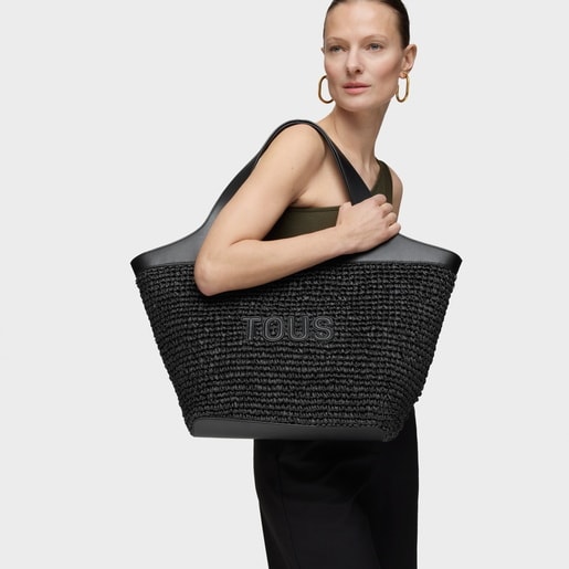 Tous Capazo grande negro TOUS Lirio Rafia Gran oferta