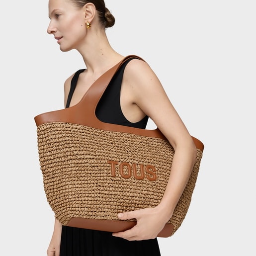 Tous Capazo grande camel TOUS Lirio Rafia Rebajas baratas