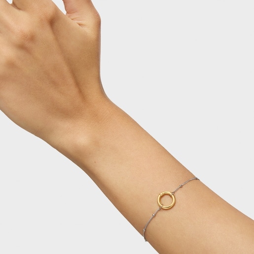 Tous Pulsera cadena de acero y anilla de oro Hold Solo hoy