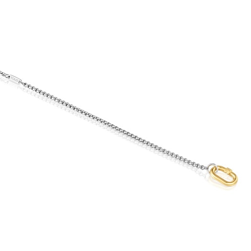 Tous Pulsera cadena de acero y anilla de oro Hold Oval Oferta especial de fábrica