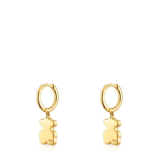 Tous Pendientes aro con baño de oro 18 kt sobre plata y detalle oso colgante Sweet Dolls En oferta