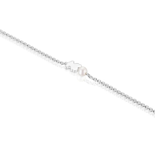 Tous Pulsera cadena de plata motivo oso y perla cultivada Sweet Dolls Descuentos del mes