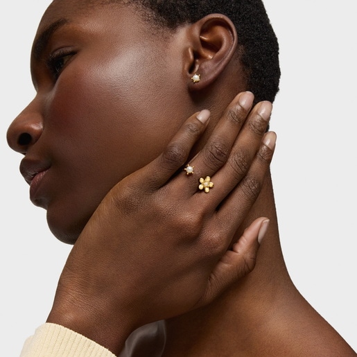 Tous Anillo abierto de oro y perla cultivada Daisy Última moda