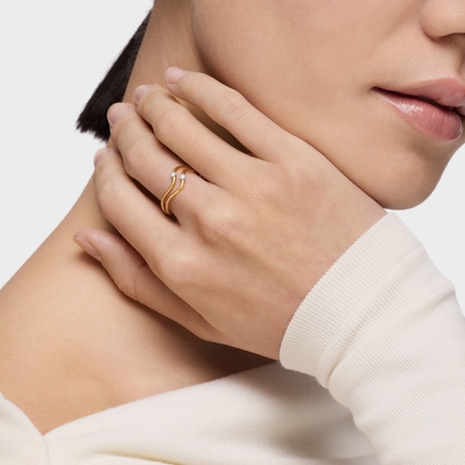 Tous Anillo onda de oro y diamantes Daisy Descuento por venta flash