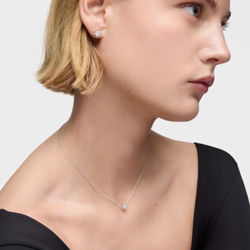 Tous Gargantilla de oro blanco y diamante Daisy Venta caliente