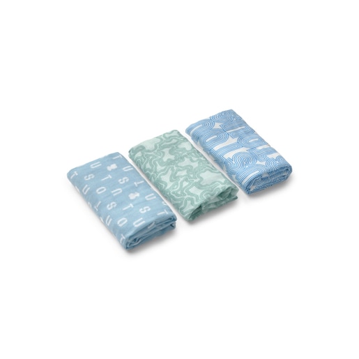 Tous Muselina pack de 3 MMuse celeste Rebajas baratas