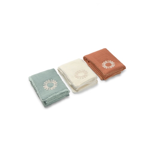 Tous Muselina pack de 3 con rizo Classic bruma Liquidación