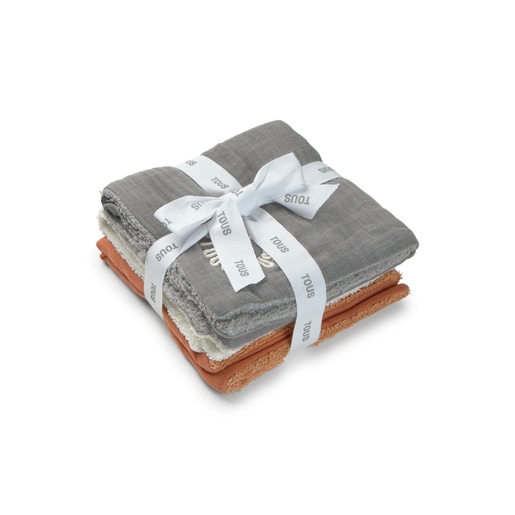 Tous Muselina pack de 3 con rizo Classic gris Mejor oferta
