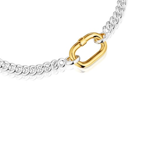 Tous Pulsera de plata con anilla bicolor Hold Oval Precios de Black Friday