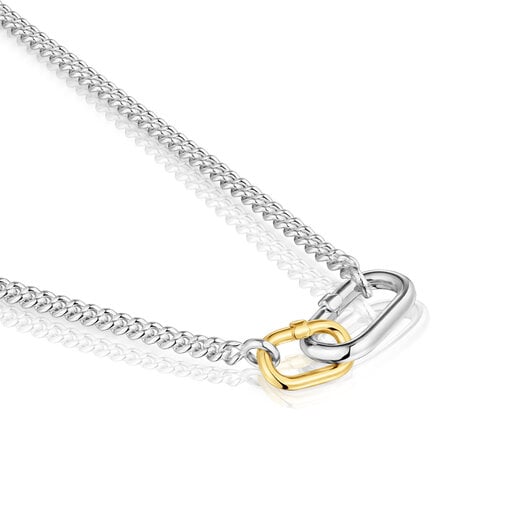 Tous Collar corto de plata con anillas bicolor Hold Oval Descuentos del mes