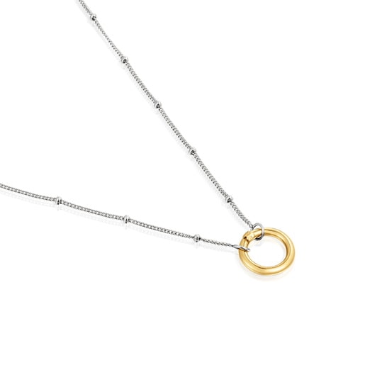 Tous Collar corto de acero y anilla de oro Hold Ofertas de temporada