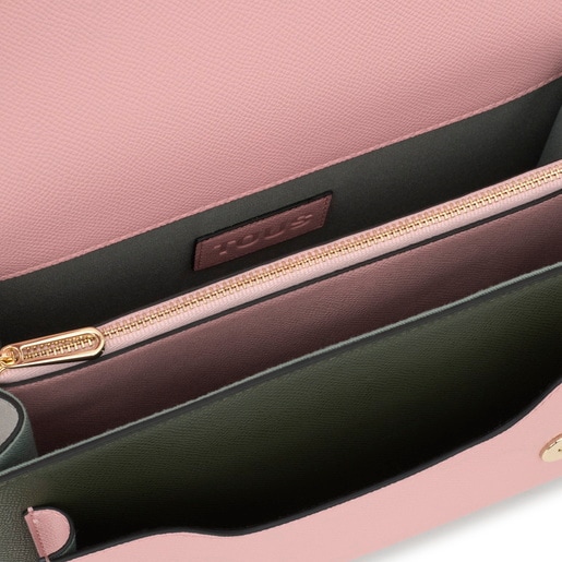 Tous Bandolera mediana gris y rosa Audree Saffiano 2025