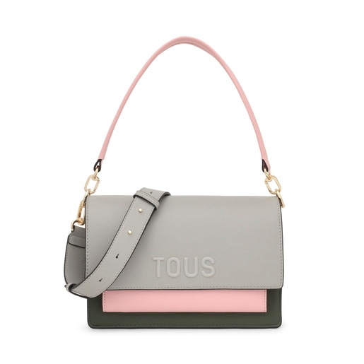 Tous Bandolera mediana gris y rosa Audree Saffiano 2025