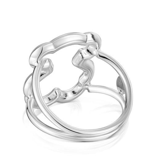 Tous Anillo de plata motivo silueta oso New Carrusel Ventas relámpago