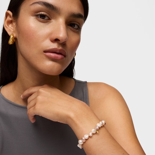 Tous Pulsera de oro y perlas cultivadas barrocas TOUS Pearls Superdescuento